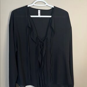 MNG (Hudson’s Bay) Black Sheer Tie Blouse Long Sleeve - Gently Used!